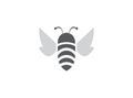 Bee flat icon open wings and fly for logo design vector