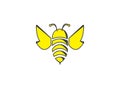 Bee flat icon open wings and fly for logo design vector