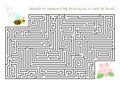 labyrinth puzzle maze with honey bee and flower for children Royalty Free Stock Photo