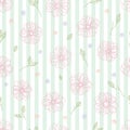 Bee flower leaf line pastel color curtain vertical seamless pattern Royalty Free Stock Photo