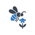 Bee Flower Pollination Icon Royalty Free Stock Photo