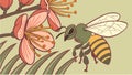 Bee flying near flower, nature pollination and insect life vector design Generative AI Royalty Free Stock Photo