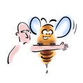 Bee is going to sting a man Royalty Free Stock Photo