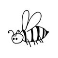 Bee hand drawn in doodle style. element scandinavian monochrome minimalism simple element. insect, pollination, children. design Royalty Free Stock Photo