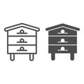 Bee hive house line and solid icon, beekeeping concept, Beehive sign on white background, Hive for bees icon in outline