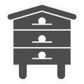 Bee hive house solid icon, beekeeping concept, Beehive sign on white background, Hive for bees icon in glyph style for