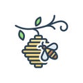 Color illustration icon for Bee In Hive, fly and insect
