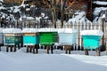 Bee Hives in Winter Royalty Free Stock Photo