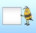 Bee holding a blank board Royalty Free Stock Photo