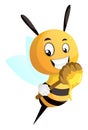 Bee holding honey dipper, illustration, vector Royalty Free Stock Photo