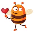 Bee holding a little heart, illustration, vector Royalty Free Stock Photo