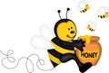 Bee holding a pot of honey