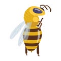 A bee or honey bumblebee insect character insect standing on hind legs in a model pose. Funny Vector flat hand drawn illustration Royalty Free Stock Photo