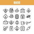 Bee And Honey Collection Elements Icons Set Vector Royalty Free Stock Photo