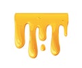 Bee honey dripping, flowing, leaking down. Gold amber liquid fluid with streams and drops. Molten candy, caramel, sticky