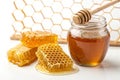 Bee honey in honeycomb pattern background Royalty Free Stock Photo