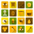 Bee Honey Icons Flat Royalty Free Stock Photo