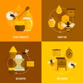 Bee honey icons flat Royalty Free Stock Photo