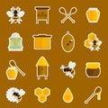 Bee honey icons stickers set