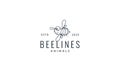 Bee honey kids fly line cute cartoon colorful logo vector illustration design