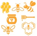 Bee and Honey set Royalty Free Stock Photo