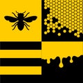 Bee Honeycells and Honey Patterns Set. Vector Royalty Free Stock Photo