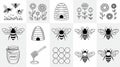 Bee and Honeycomb Illustrations Collection Royalty Free Stock Photo