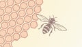 Bee on Honeycomb Outline Natural Design Element Vector, vector design Generative AI Royalty Free Stock Photo