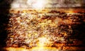 Bee honeycombs with honey and bees on abstract structured space background. Royalty Free Stock Photo