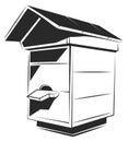 Bee house icon. Apiary symbol. Honey product logo