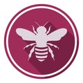 Bee icon with long shadow Royalty Free Stock Photo