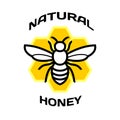 Bee icon. Natural honey package logo.