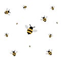 Bee icon seamless pattern isolated on white background