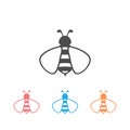 Bee icon set logo on white. Royalty Free Stock Photo
