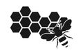 Bee icon or silhouette, honeycomb Royalty Free Stock Photo