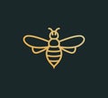 Bee icon vector honey logo illustration. Simple bee icon outline art bumble