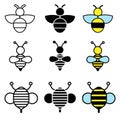 Bee icon vector set. honey illustration sign collection. honeybee symbol. Royalty Free Stock Photo