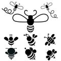 Bee icon vector set. honey illustration sign collection. honeybee symbol. Royalty Free Stock Photo