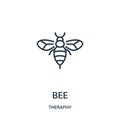 bee icon vector from theraphy collection. Thin line bee outline icon vector illustration