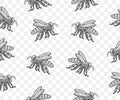 Bee, insect, animal, apiary and beekeeping, seamless vector background and pattern