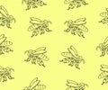 Bee, insect, animal, apiary and beekeeping, seamless vector background and pattern