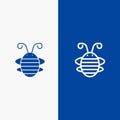 Bee Insect, Beetle, Bug, Ladybird, Ladybug Line and Glyph Solid icon Blue banner Line and Glyph Solid icon Blue banner