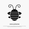 Bee Insect, Beetle, Bug, Ladybird, Ladybug solid Glyph Icon vector