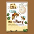 Bee Insect And Natural Beehive House Poster Vector