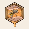 Bee keeper hand drawing vintage illustration