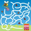 Bee, labyrinth, find right path, eps. Royalty Free Stock Photo