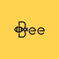 Bee linear logo. Bee on yellow background