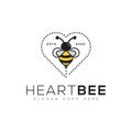 Bee logo design with heart inspiration, heart bee logo, honey, modern vector template icon