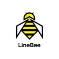 Bee Logo design vector template linear geometric style. Bug Logotype concept creative funny icon Royalty Free Stock Photo