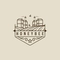 bee logo line art logo vector illustration template icon graphic design. langstroth hive sign or symbol for business fresh farm